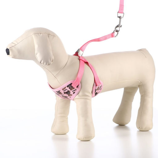 Комплект с мягкой шлейкой Дэймон, размер М, поводок 120 х 1,2 см, розовый - Пижон фото 2