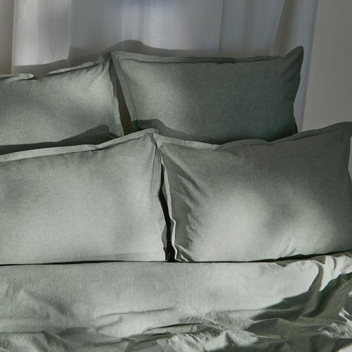 Наволочка SL Home «Деним», 70×70+2 см, оливковая, жатый хлопок