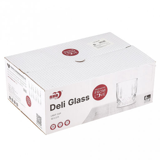 Стакан стеклянный "Рассвет" 350мл, д8,5см, h9,4см, основание 7,6см, набор 6шт, в коробке, "Дели Гласс (Deli Glass)" (Китай)