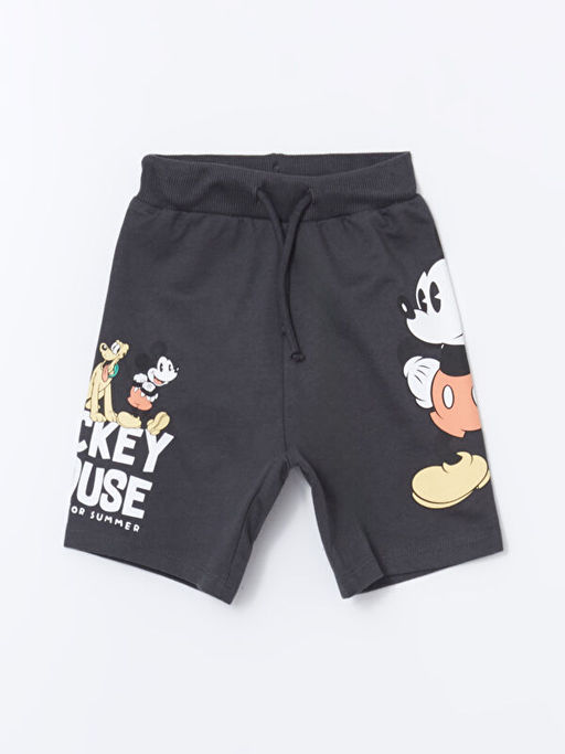 Beli Lastikli Mickey Mouse Bask?l? Erkek ?ocuk ?ort