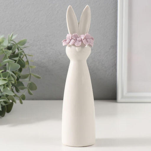 Фигурка керамика «Зайка в сиреневом цветочном веночке», 4.6×3.9×18.6 см