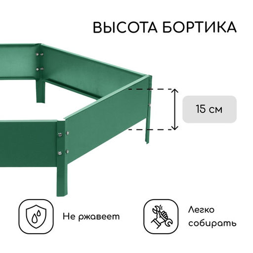 Клумба оцинкованная, d=140 см, высота бортика 15 см, зелёная, Greengo  фото 3