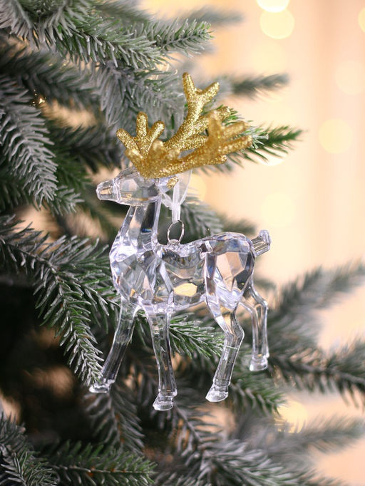 Ёлочная игрушка «Зимнее волшебство. Олень грация», 8×14 см, прозрачно-золотой