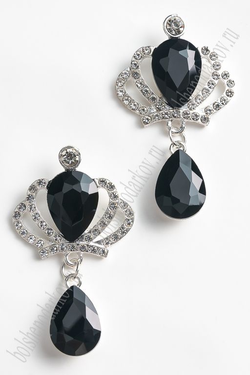 Серединка ювелирная с подвеской (2 шт) SF-5970, серебро/черный №6