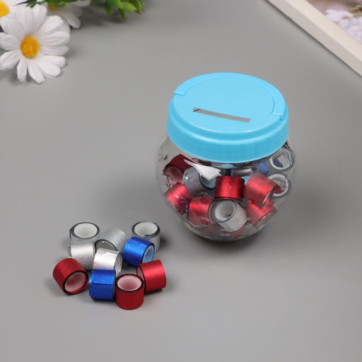 Клейкая лента пластик в банке «Глори. Триколор», набор 40 шт., 1.2 см, дл.0.9 м, 7×7×9 см