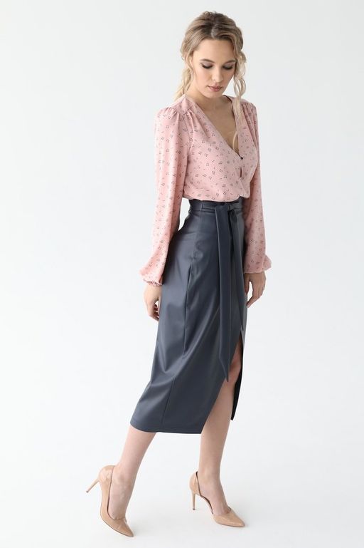 Юбка из экокожи с поясом - Looklikecat фото 4