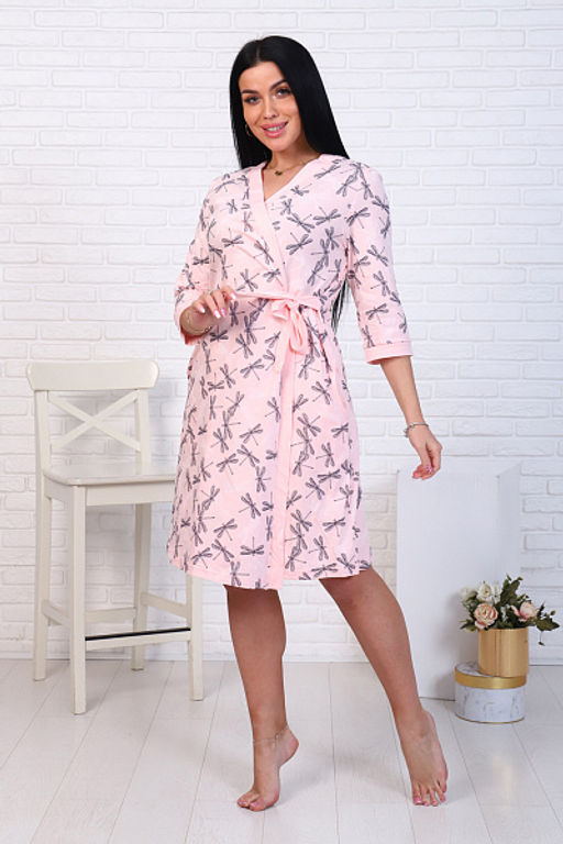 Халат для беременных и кормящих мам, стрекозы на розовом (10201-6) - Плиона фото 5