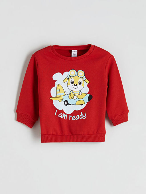 Bask?l? Erkek ?ocuk Sweatshirt
