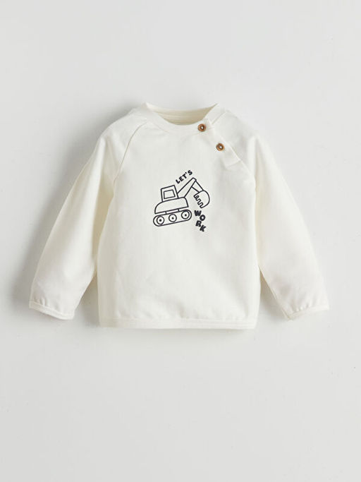 Bask?l? Erkek Bebek Sweatshirt ve Tayt 2li