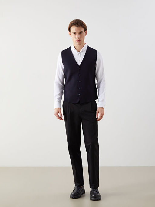 Standart Kal?p V Yaka Erkek Triko Yelek