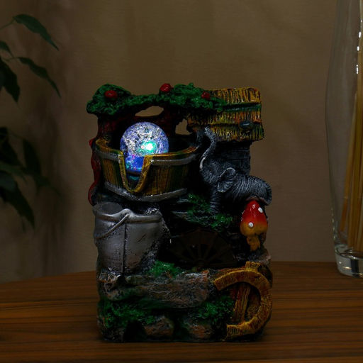 Фонтан настольный «Слоник у воды», 12×14×20 см, с подсветкой