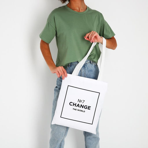 Сумка шопер Измени мир 35х0.5х40 см, отд без молнии, без подклада, белая - Nazamok фото 3