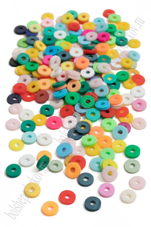 Бусины плоские 6 мм на леске 40 см (5 шт) SF-7285, светло-розовый