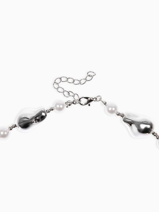 Бусы "Жемчуг Борокко", цвет белый в серебре 40+удл