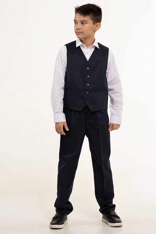 Синий жилет школьный для мальчика Инфанта, модель 1003/5