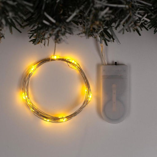 Гирлянда Нить 2 м роса, IP20, серебристая нить, 20 LED, свечение жёлтое, CR2032?2