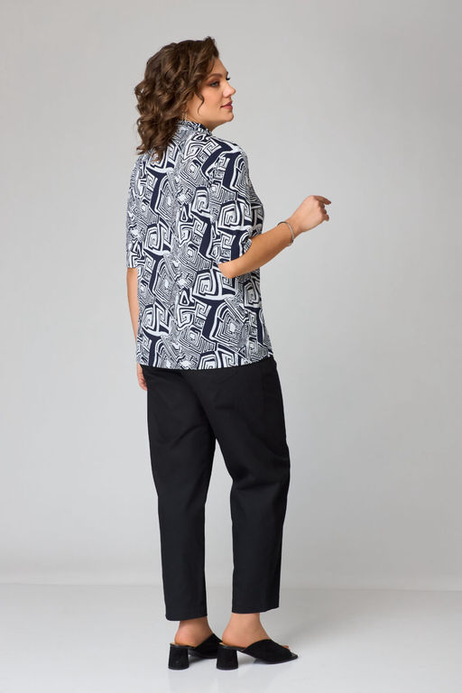 Водолазка Bliss 8092 синий, белый (принт лабиринт)