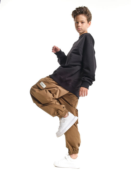 Джоггеры карго брюки унисекс 33-67077 черный - Mini maxi фото 26