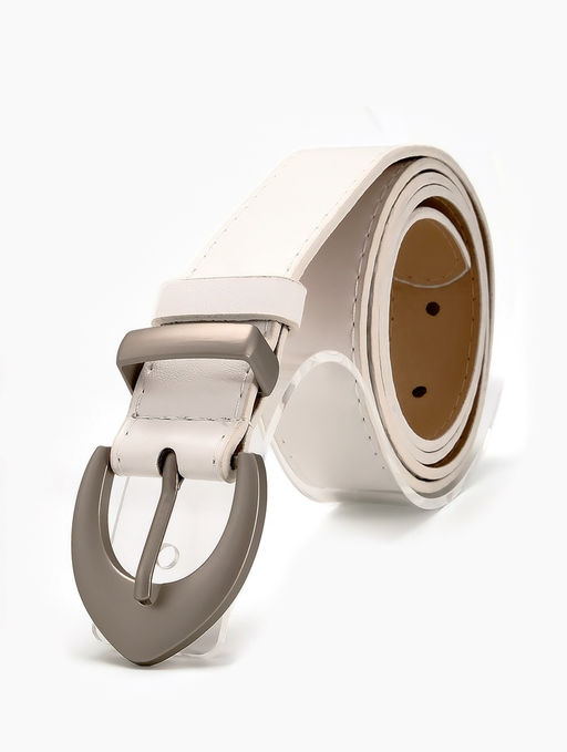 Ремень женский, 110×3 см, пряжка металл матовая, серебристая, белый