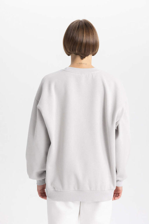 Толстый свитшот оверсайз с круглым вырезом - Defacto фото 6