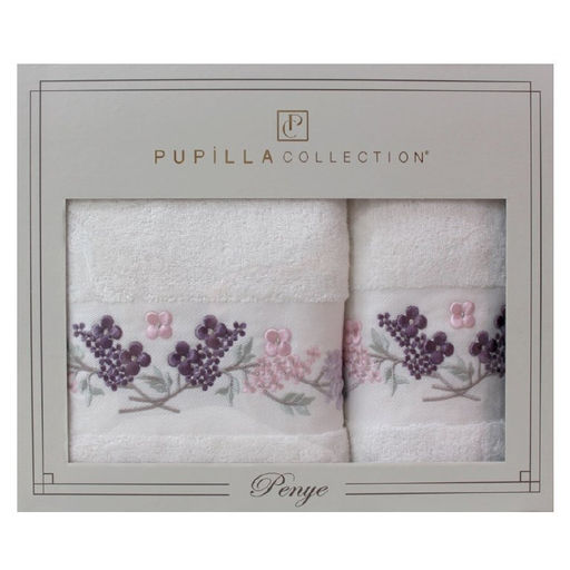 Набор полотенец Pupilla EVA хлопок (2 шт) (50*90,70*140) букет цветов белый