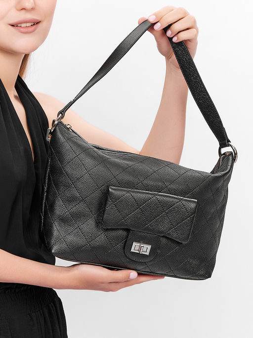 LACCOMA сумка НИ7702-черный натуральная кожа хлопок фото 5