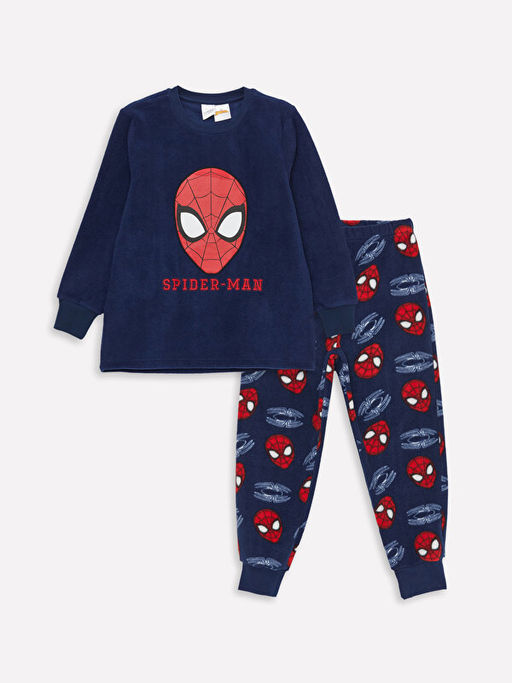Bisiklet Yaka Spiderman Desenli Uzun Kollu Polar Erkek ?ocuk Pijama Tak?m?
