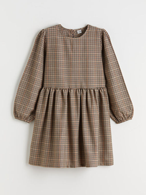 Bisiklet Yaka Ekose K?z ?ocuk Elbise