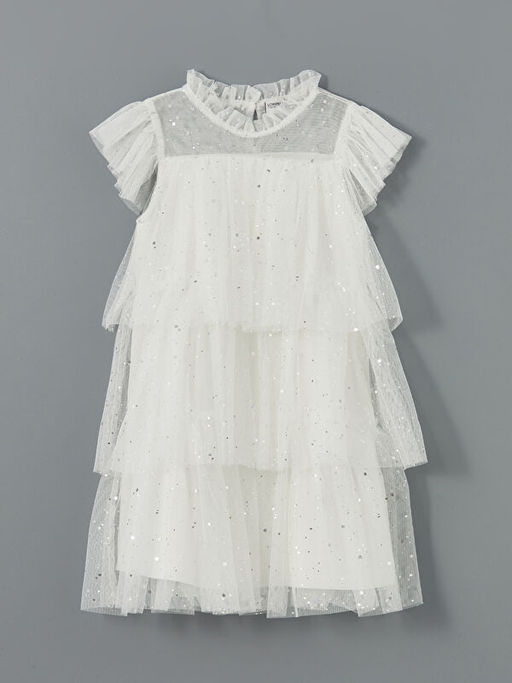 Bisiklet Yaka I??lt?l? K?z ?ocuk Elbise