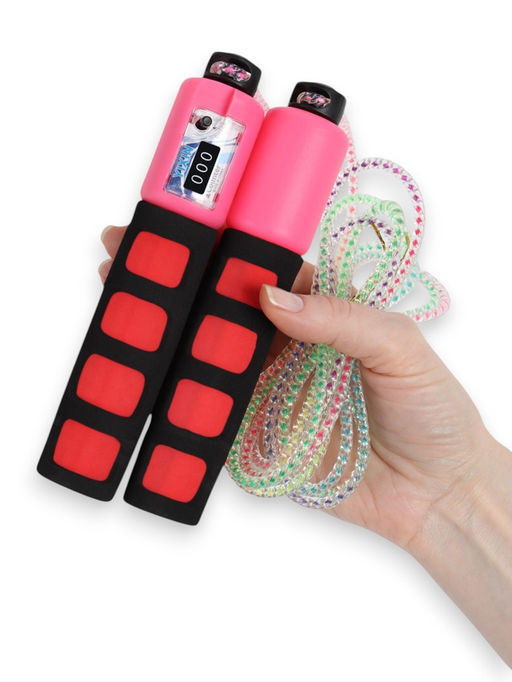 Скакалка спортивная ONLYTOP, 2.7 м, регулируемая, со счётчиком, цвет МИКС