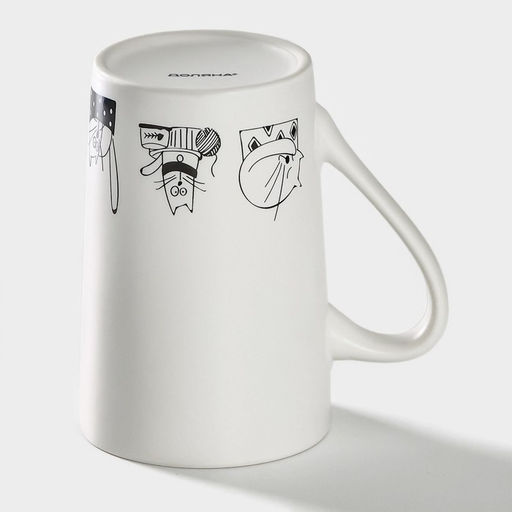 Кружка Доляна «День кота», 380 мл, фарфор, белая