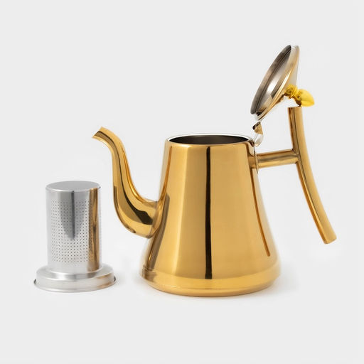Заварочный чайник Кеннет, 1.43 л, нержавеющая сталь, металлическое сито, золотистый - Simaland фото 3