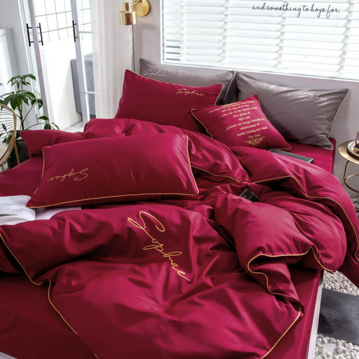 КПБ Mency однотонный с вышивкой MENO015 Семейный