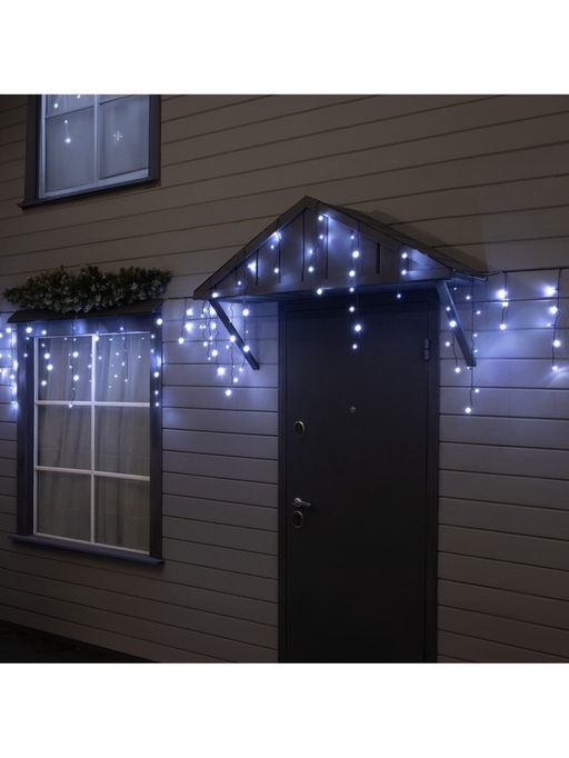 Гирлянда «Бахрома» 25 × 0.7 м, IP44, УМС, тёмная нить, 450 LED, свечение белое, 220 В