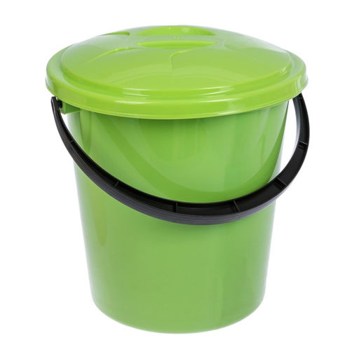 Ведро с крышкой и сливом, 10 л, d=32 см, h=26 см, МИКС