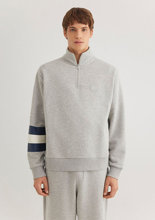 Mavi Patch Logo Yar? Fermuarl? Gri Sweatshirt  фото 4