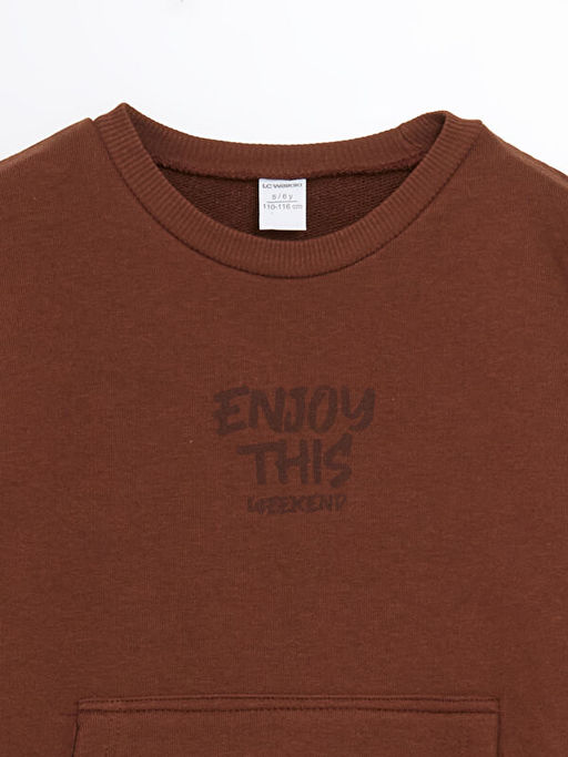 Bask?l? Erkek ?ocuk Sweatshirt ve E?ofman Alt 2li