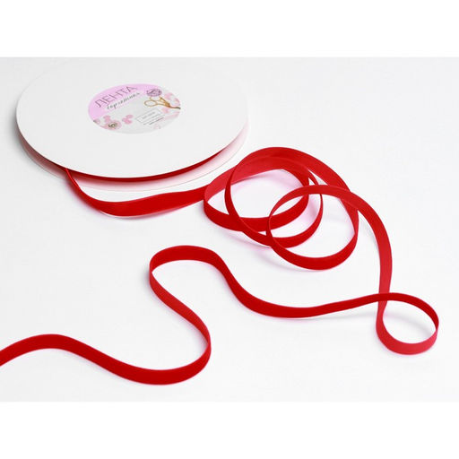 Лента бархатная, 10 мм, 18±1 м, красная №40