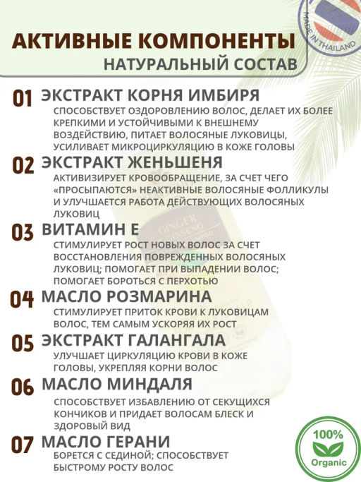 Шампунь Бессульфатный д/жирной Кожи Головы Имбирь и Женьшень KHAOKHO, 330 мл