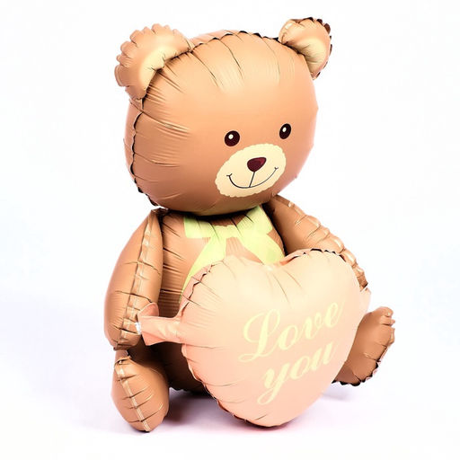 Воздушный шар фольгированный 26" Медведь с сердцем, матовый, под воздух