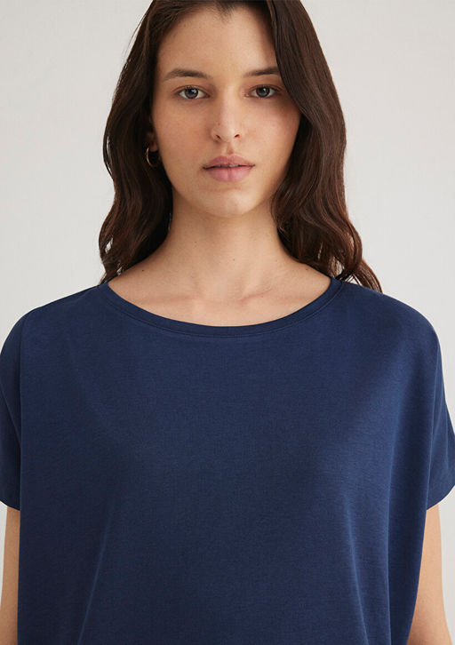 Lux Touch TENCEL TM Lacivert Basic Tisort - Mavi фото 5