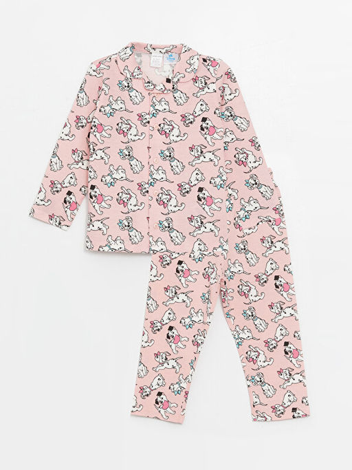 Polo Yaka Uzun Kollu 101 Dalma?yal? Bask?l? K?z Bebek Pijama Tak?m