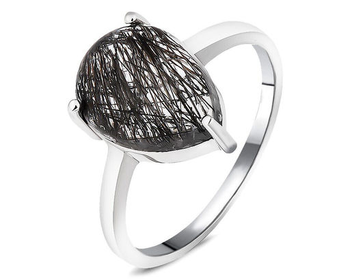 Кольцо, рутиловый кварц черный, Джеймс