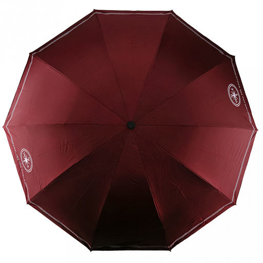 Зонт механический "Роза ветров" ткань эпонж (полиэстер) + черное УФ-покрытие, 10 лучей, д/купола 108см h68см, 3 сложения, 28см в сложенном виде, механизм против ветра, ручка с покрытием "soft-touch", цвет бордовый, 370гр (Китай)