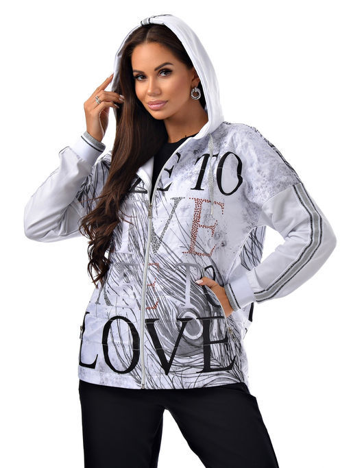 Толстовка из футера комбинированного с принтованной плащевой тканью - А+б коллекция фото 123