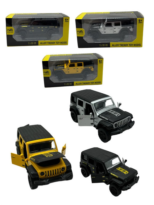 Металл. модель 12см "Jeep Wrangler (1:36)" 2 двери откр-ся (HN3609) свет фар, звук, инерция, 3цв., в коробке