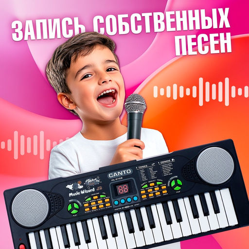 Синтезатор Весёлые мелодии с микрофоном, 37 клавиш - Zabiaka фото 5