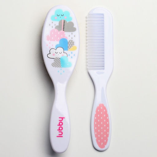 Расчёска детская, массажная щётка с натуральной щетиной для волос в наборе «Малыши и малышки», от 0 мес.