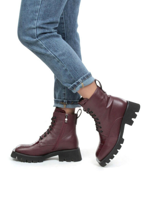 01-CG34-2 WINE Ботинки демисезонные женские (натуральная кожа, байка)