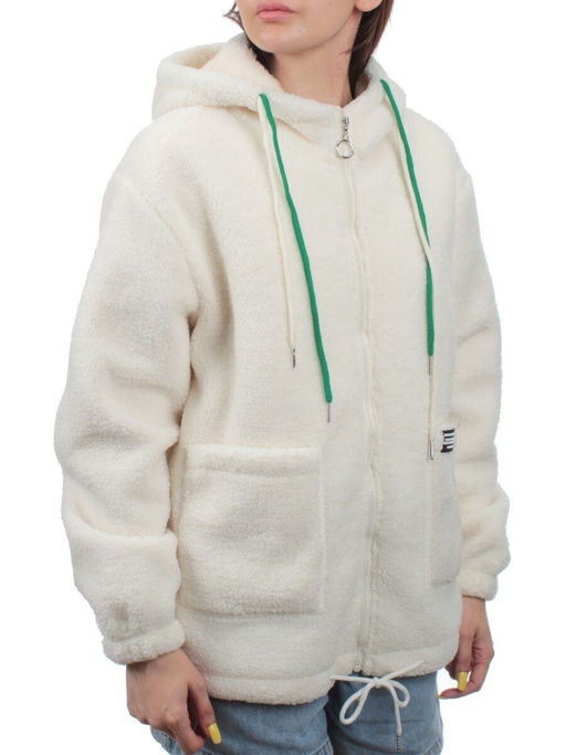 1006 MILK WHITE Куртка плюшевая демисезонная (65% хлопок, 35% полиэстер) оверсайз 44-54